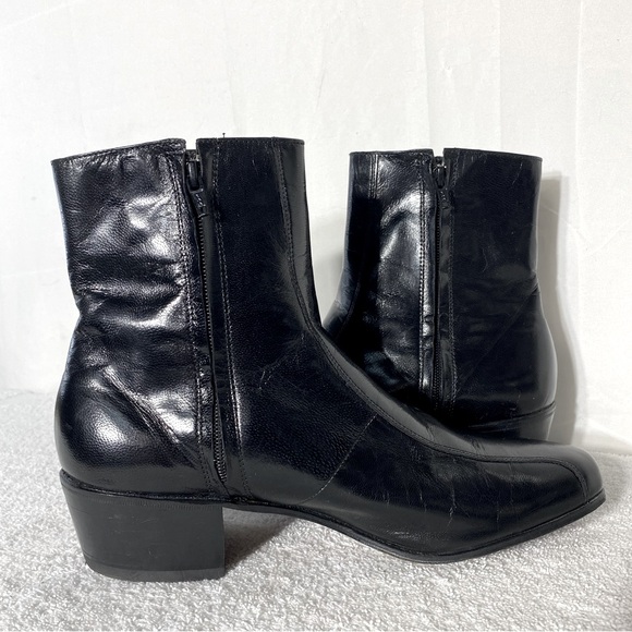 Vintage Florsheim Black Leather Round Toe Ankle Boots 10.5D - Picture 11 of 12